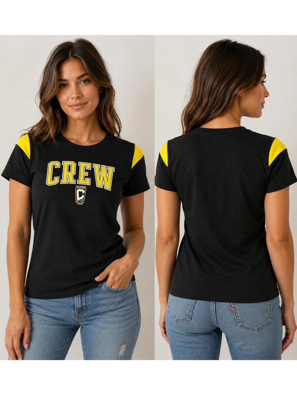 New Era Columbus Crew Black Yellow MLS Graphic Tee Women’s Small